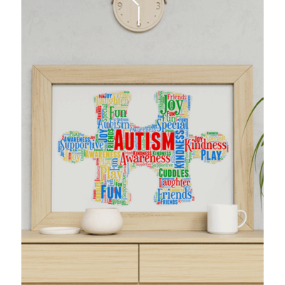 Personalised Autism Jigsaw Puzzle Piece Word Art