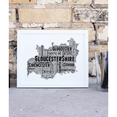 Personalised Gloucestershire Word Art Map