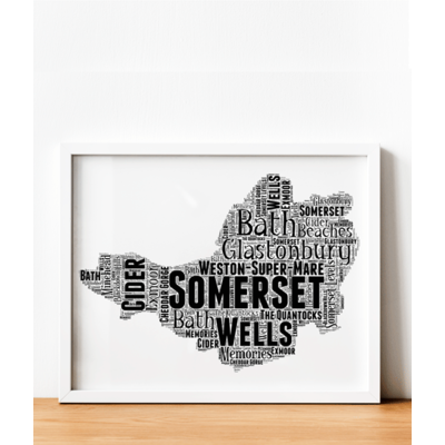 Personalised Somerset Word Art Map