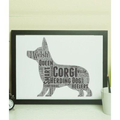 Personalised Corgi Dog - Word Art