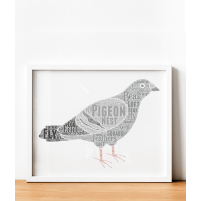 Personalised Pigeon Word Art Picture Print Gift