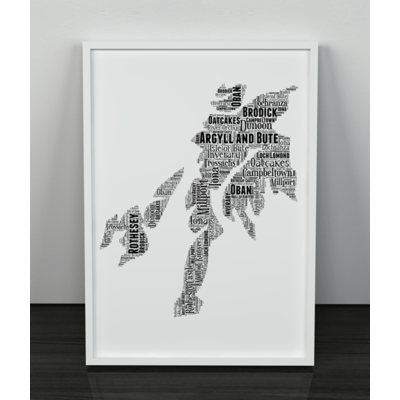 Argyll and Bute - Personalised Word Art Map