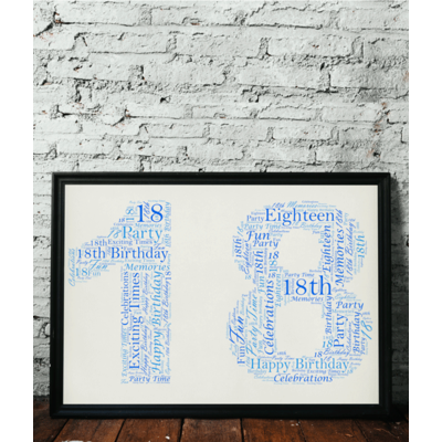 Personalised 18th Birthday Word Art Picture Print Gift
