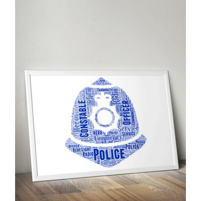 Police Helmet Word Art Print - Sergeant - Constable Gift