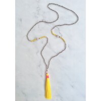 Image of Single Tassel Necklace - Citrus Yellow & Crystal