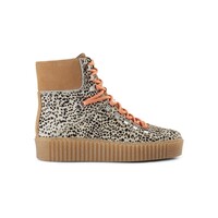 Agda Leopard Lace Up Boots - Off White