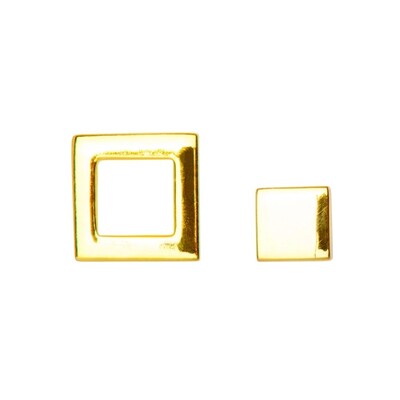 Family Square Stud Earrings - Gold