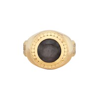 Image of Large Grey Sapphire Signet Ring - Gold