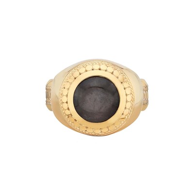 ANNA BECK Large Grey Sapphire Signet Ring Gold