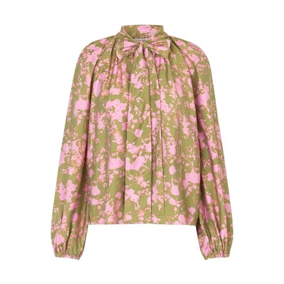 Corinne Blouse - Flower Foliage Pink