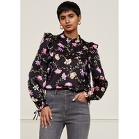 Image of Pomme Printed Top - Black & Lilac