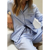 Image of Bespoke Monogrammed Cotton Pyjama Set - Blue