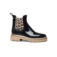 Image of Nixie 01 Vegan Jelly Boots - Black & Leopard