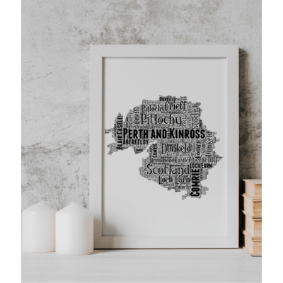 Perthshire and Kinross - Personalised Word Art Map