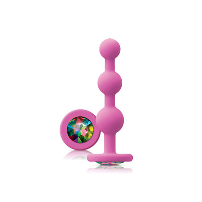 Image of Glams Pink Ripple Anal Plug Rainbow Gem