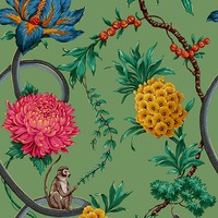 Image of Forbidden Fruit Floral Wallpaper Green World of Wallpaper 39002