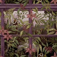 Image of Outside In Tropical Window Wallpaper Plum Holden 13141