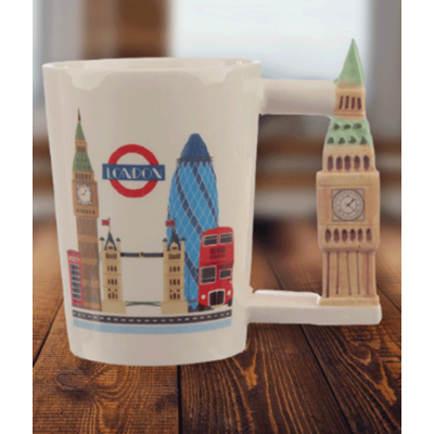 London Gift - Big Ben Shaped Handle Ceramic London Mug