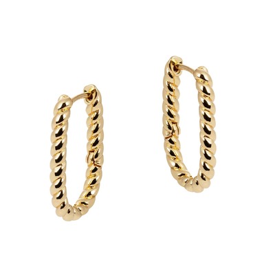 Lilly Twisted Rectangular Gold Hoop Earrings
