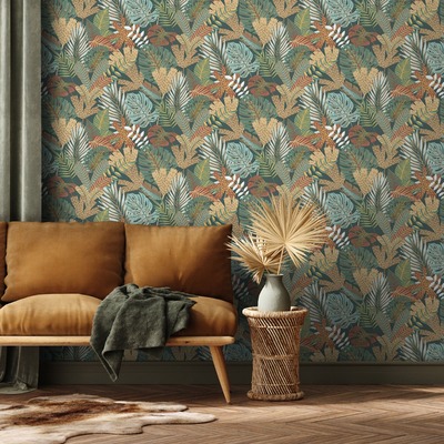 Eden Wallpaper Collection Khasi Jungle Green Muriva M36904
