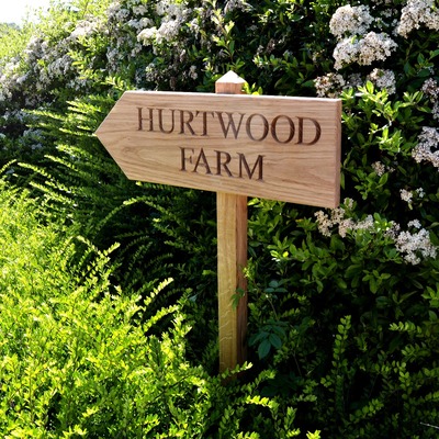 Free-Standing Oak House Sign with Arrow