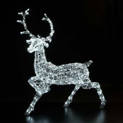 Noma Christmas Spun Acrylic 1.4M Light Up Woburn Stag with 300 White LED’s