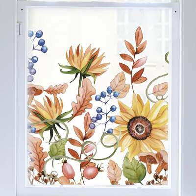 Autumn Sunflower Frosted Window Privacy Border - 1200(w) x 740(h) mm