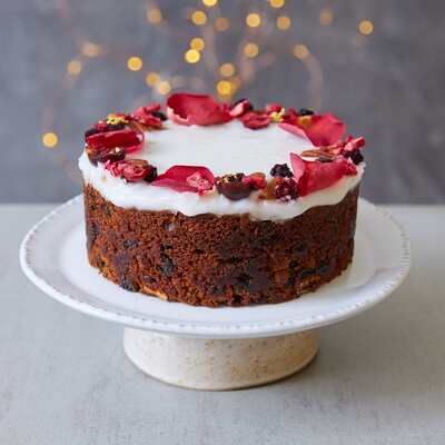 Christmas Pecan And Cranberry Fruit Cake - Small (6") / With Tin &pipe; Birthday Cakes Delivered By Post &pipe; UK
