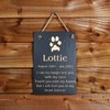 Image of Personalised Slate Hanging Sign with Original Paw Print