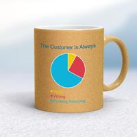 The Customer is Always Mug – Gold Glitter/White, 10oz