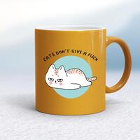 Cats Don’t Give A Fuck Mug – Gold, 10oz
