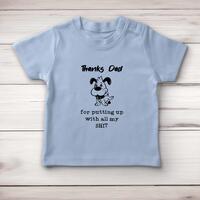 Thanks Dad – All My Shit Baby T-Shirt – Blue, 0-3 Months