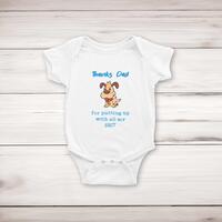 Thanks Dad – All My Shit Babygrow – White, 6-12 Months