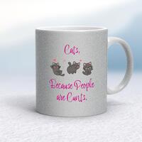Cats, Because People Are Cunts Mug – Silver Glitter/White, 10oz