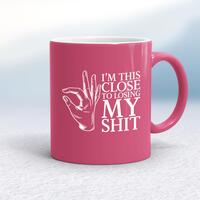 Losing My Shit Mug – Pink/White, 10oz
