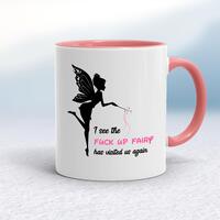 The Fuck Up Fairy Mug – White/Pink, 10oz