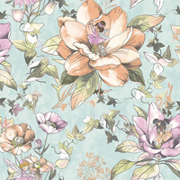 Image of Floral Fairies Wallpaper Teal Holden 13210