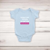 The Bitch Button Babygrow – Blue, 3-6 Months