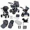 Image of Ickle Bubba Stomp v4 Special Edition All In One Travel System with Galaxy Car Seat and Isofix Base (Frame: Chrome, Fabric Colour: Blueberry)