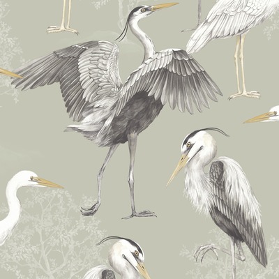 Dimension Heron Wallpaper Sage Green The Design Library 283951
