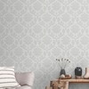 Louisa Damask Wallpaper Grey and Silver Metallic and Glitter Effect Grandeco A53804