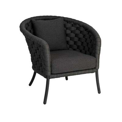 Alexander Rose Cordial Wide Rope Curved Top Lounge Chair - Dark Grey, Kvadrat Stormk