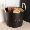 Image of Rowan Large Leather Handled Fireside Wood Bucket
