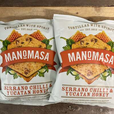 4x Manomasa Serrano Chilli & Yucatan Honey Tortilla Chips Sharing Bags (4x140g)