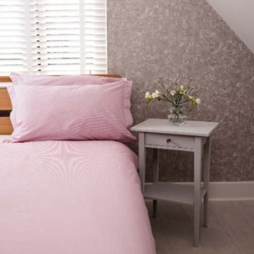 2.5 Tog Duvet 100% Cotton Pink & White Cover Set & Pillow