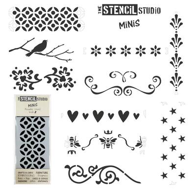 Stencil MiNiS Sets of 10 - SAVE £20! - Shabby Chic Patterns and Borders - Set of 10 Shabby Chic Stencil MiNiS