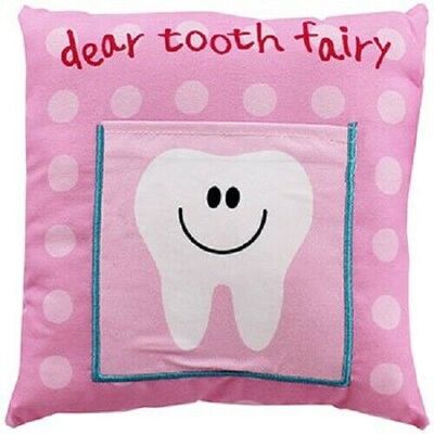 Girls Pink 20cm Dear Tooth Fairy Pillow Cushion