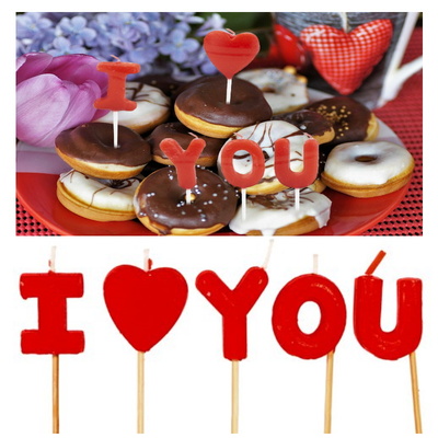 I Love You Letters Valentines Day Cake Candles