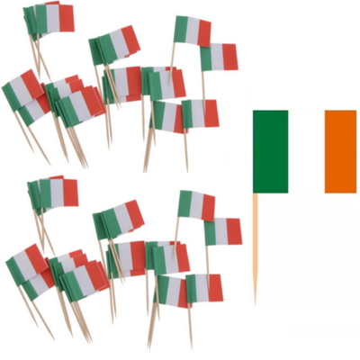 Pack of 50 St Patrick’s Day Irish Flag Cocktail Sausage Sticks - TWO PACKS (100)