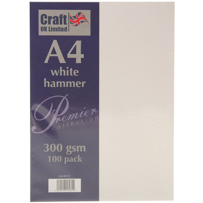 Craft UK W121 White A4 Hammered Card Pack